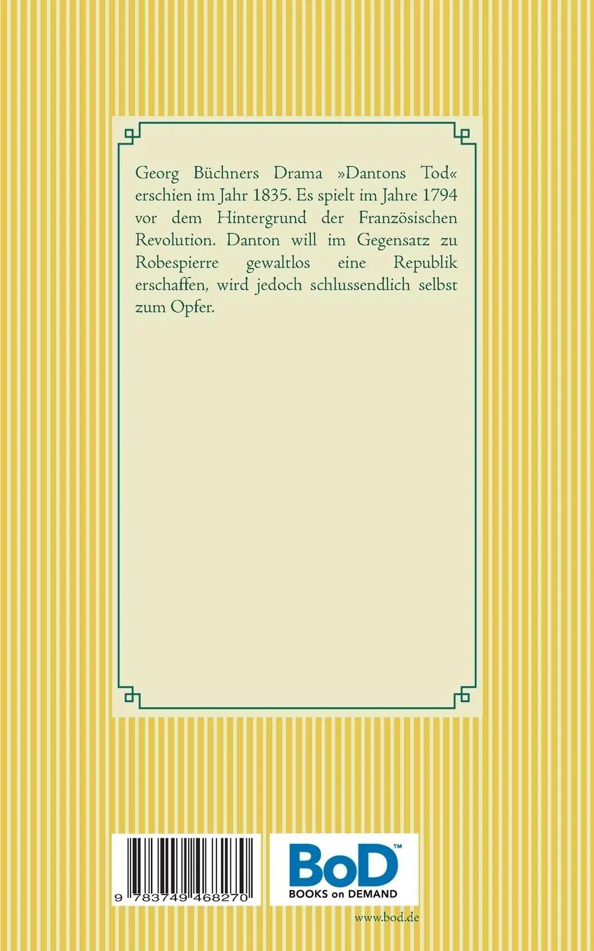 Rückseite: 9783749468270 | Dantons Tod | Band 12 | Georg Büchner | Taschenbuch | 80 S. | Deutsch