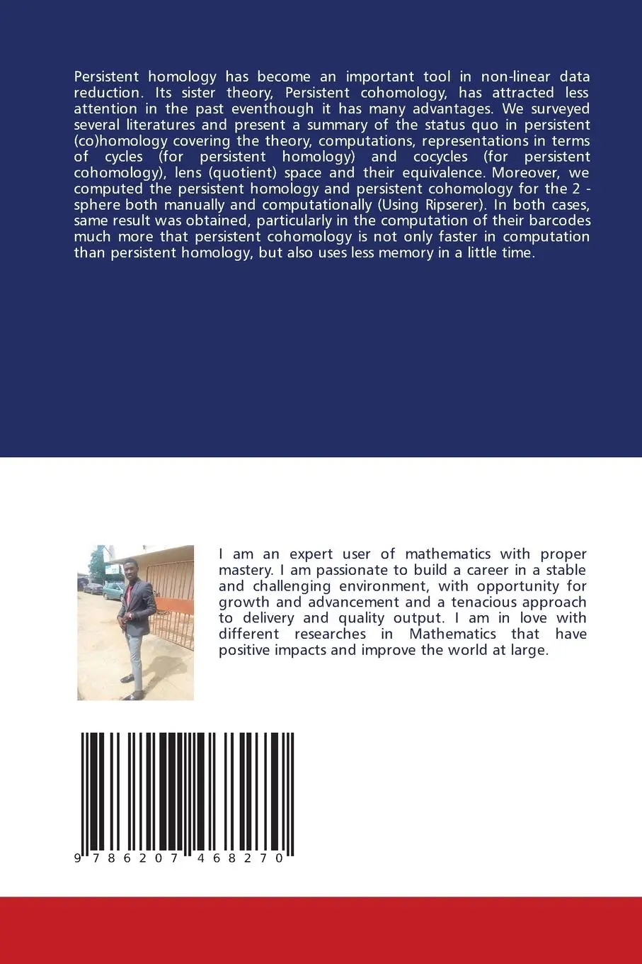 Rückseite: 9786207468270 | PERSISTENT HOMOLOGY AND PERSISTENT COHOMOLOGY : A REVIEW | Okediji