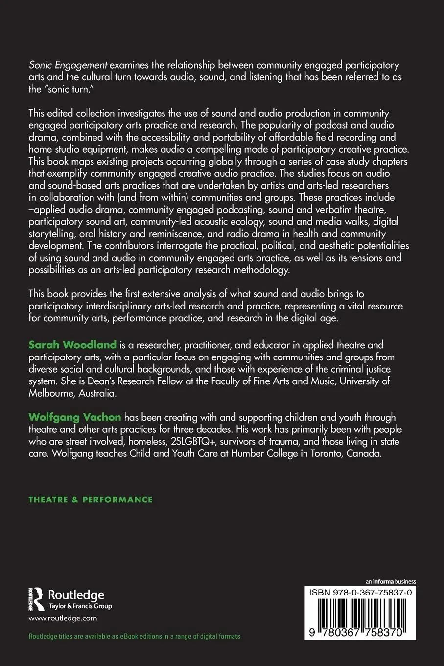 Rückseite: 9780367758370 | Sonic Engagement | Sarah Woodland (u. a.) | Taschenbuch | Englisch