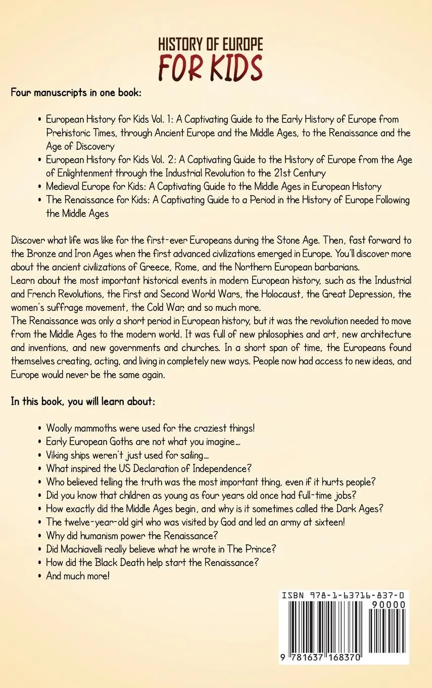 Rückseite: 9781637168370 | History of Europe for Kids | Captivating History | Buch | Englisch