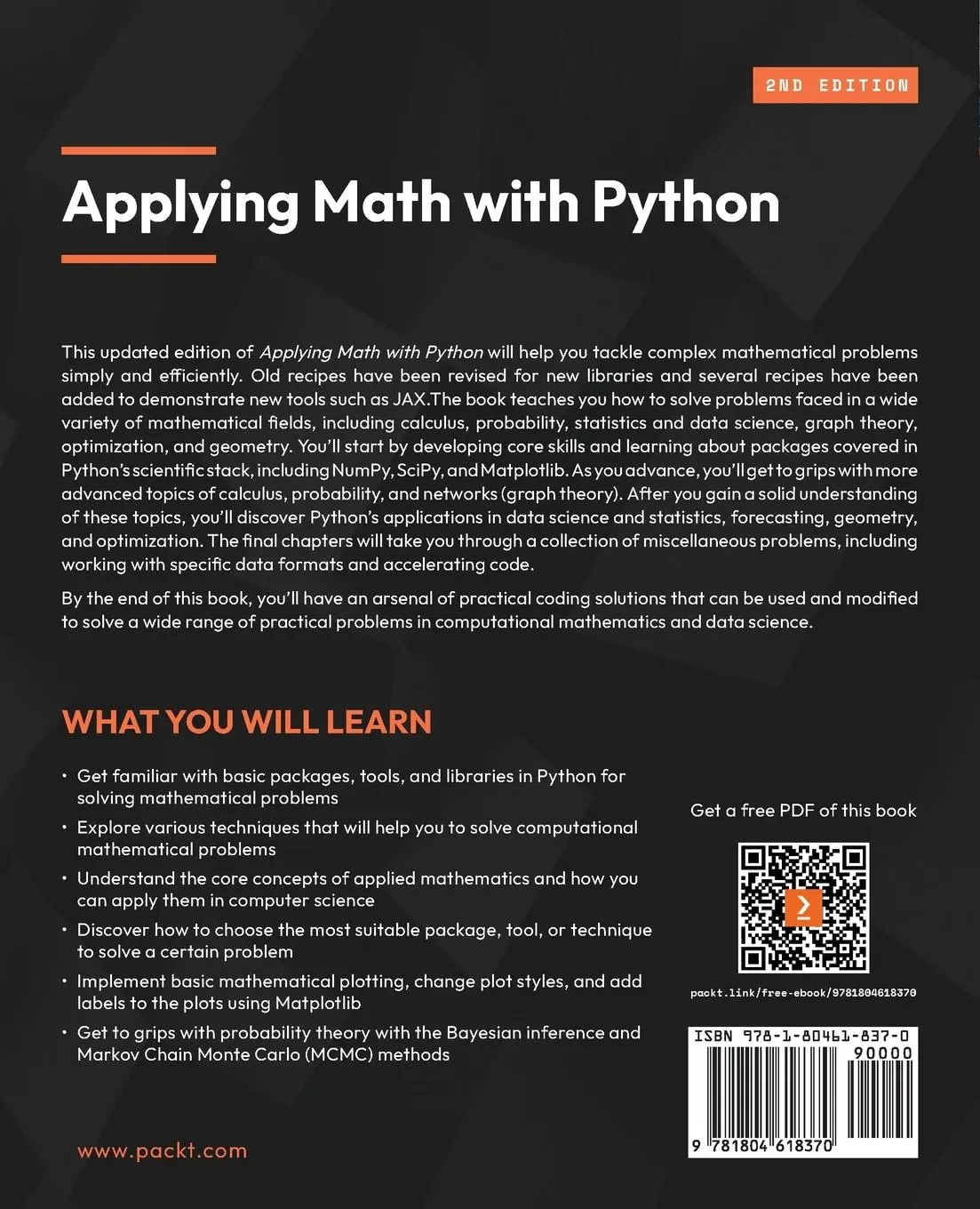 Rückseite: 9781804618370 | Applying Math with Python - Second Edition | Sam Morley | Taschenbuch