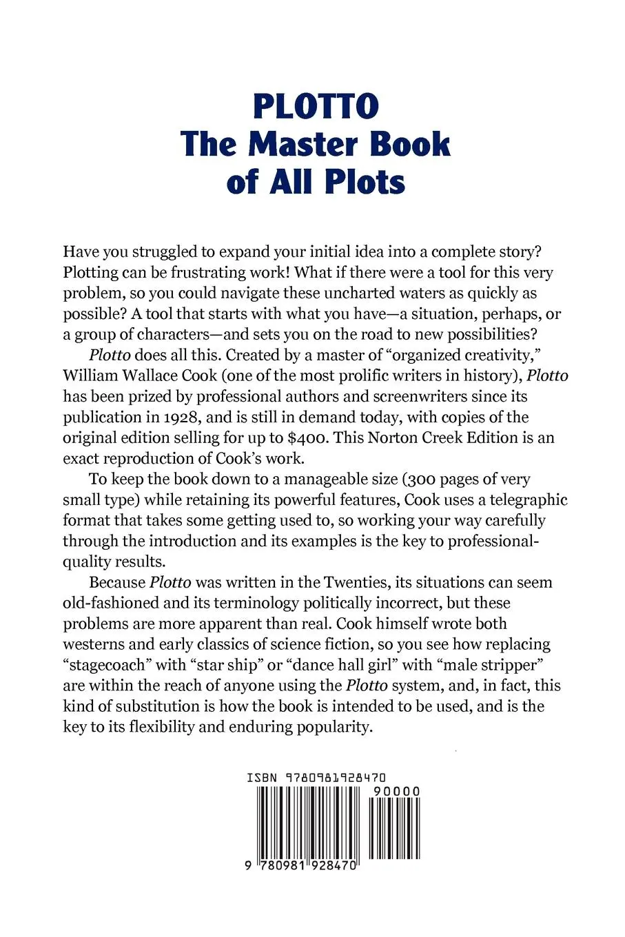 Rückseite: 9780981928470 | Plotto | William Wallace Cook | Taschenbuch | Paperback | Englisch