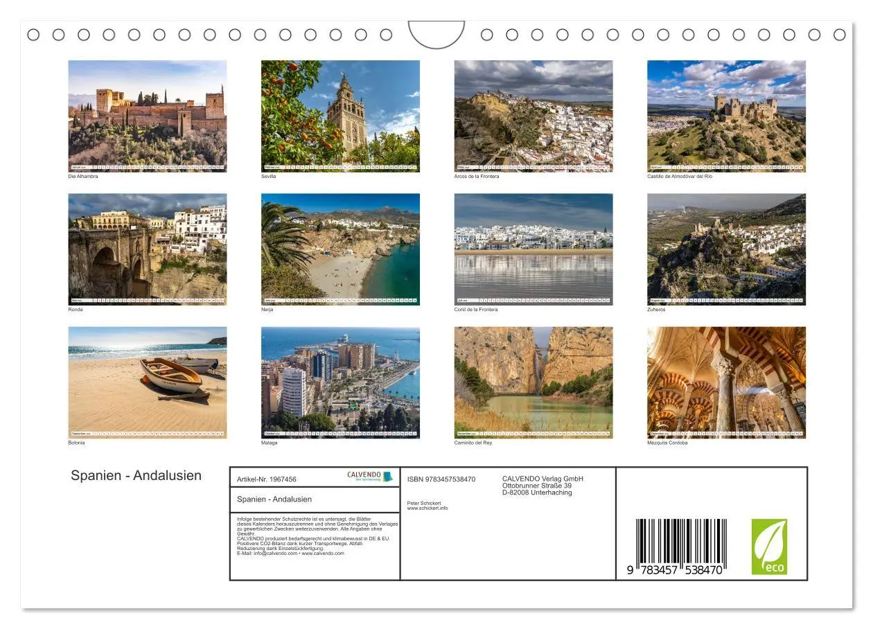 Bild: 9783457538470 | Spanien - Andalusien (Wandkalender 2026 DIN A4 quer), CALVENDO...