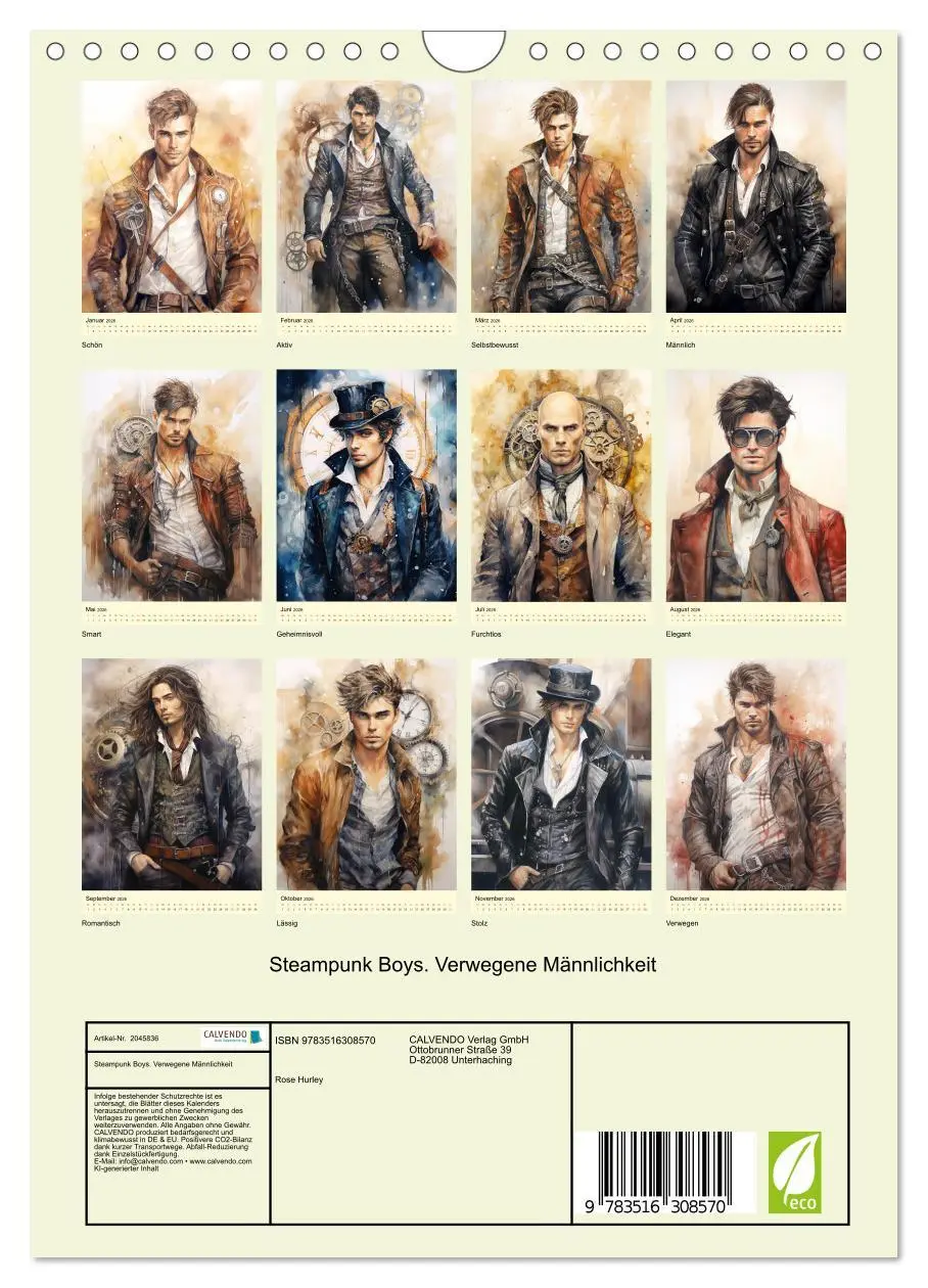 Bild: 9783516308570 | Steampunk Boys. Verwegene Männlichkeit (Wandkalender 2026 DIN A4...
