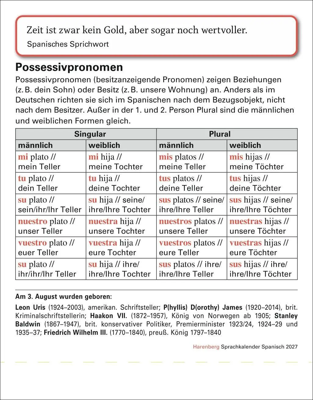 Bild: 9783840038570 | Spanisch Sprachkalender 2027 - Spanisch lernen leicht gemacht -...