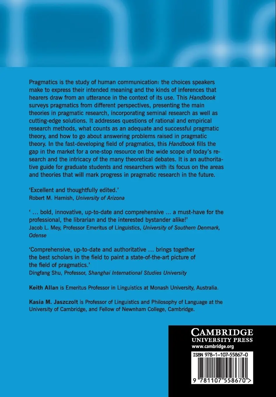 Rückseite: 9781107558670 | The Cambridge Handbook of Pragmatics | Keith Allan (u. a.) | Buch