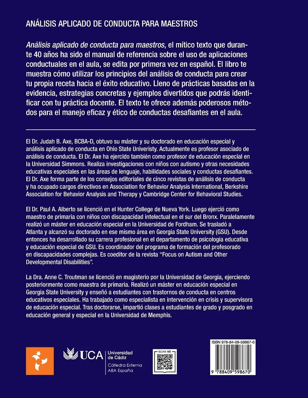 Rückseite: 9788409598670 | Análisis Aplicado de Conducta para Maestros [Paperback] | Taschenbuch
