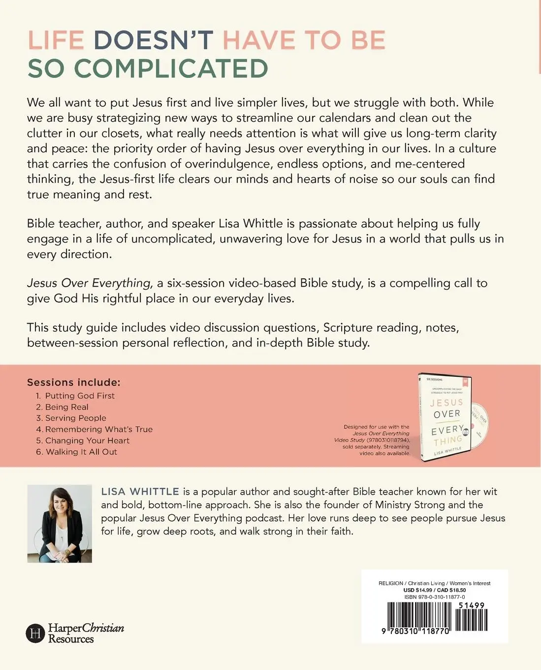 Rückseite: 9780310118770 | The Jesus Over Everything Bible Study Guide | Lisa Whittle | Buch