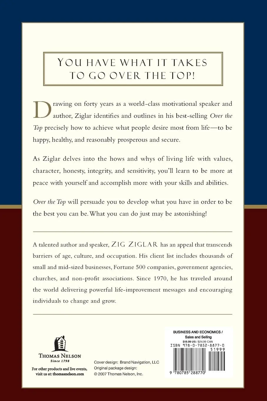 Rückseite: 9780785288770 | Over the Top (Revised) | Zig Ziglar | Taschenbuch | Englisch | 2007