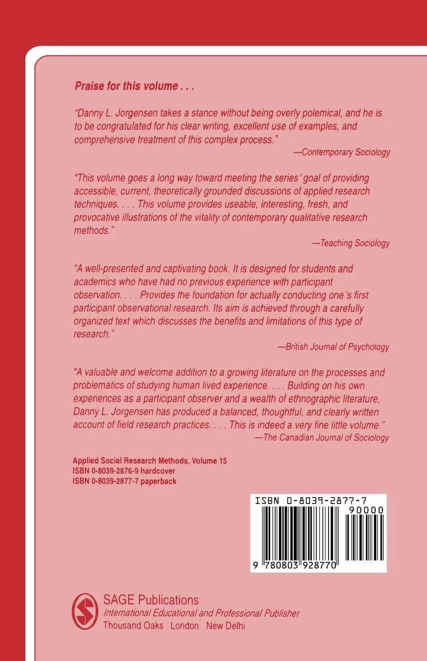 Rückseite: 9780803928770 | Participant Observation | A Methodology for Human Studies | Jorgensen