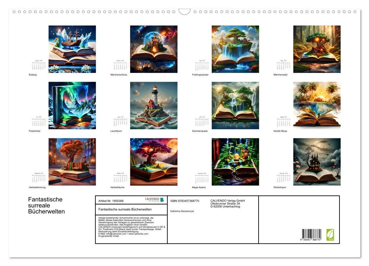 Bild: 9783457368770 | Fantastische surreale Bücherwelten (Wandkalender 2026 DIN A2 quer),...
