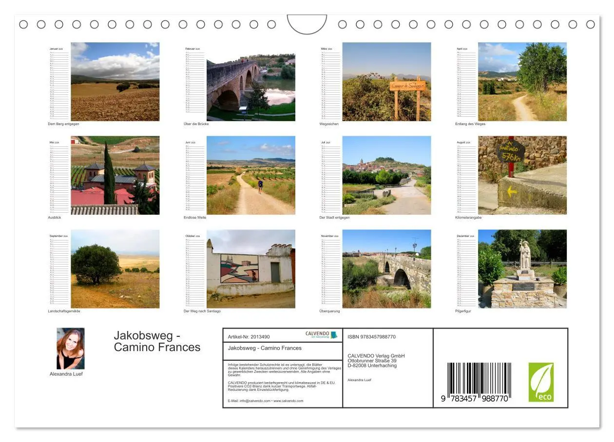 Bild: 9783457988770 | Jakobsweg - Camino Frances (Wandkalender 2026 DIN A4 quer),...