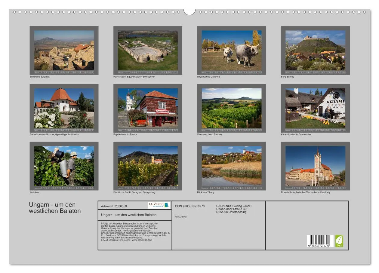 Bild: 9783516218770 | Ungarn - um den westlichen Balaton (Wandkalender 2026 DIN A2 quer),...