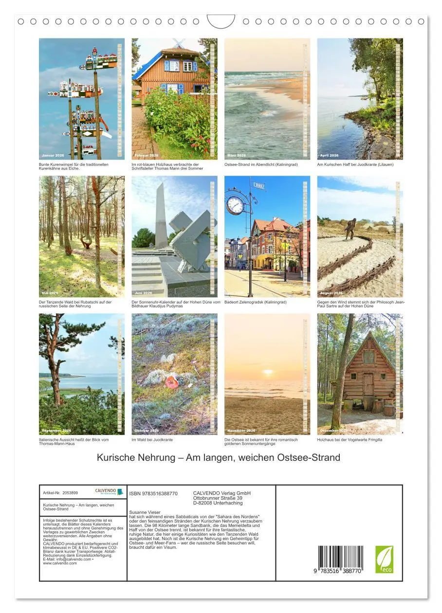 Bild: 9783516388770 | Kurische Nehrung - Am langen, weichen Ostsee-Strand (Wandkalender...