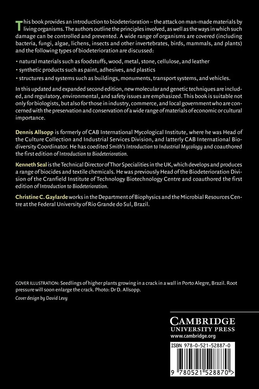 Rückseite: 9780521528870 | Introduction to Biodeterioration | Dennis Allsopp (u. a.) | Buch