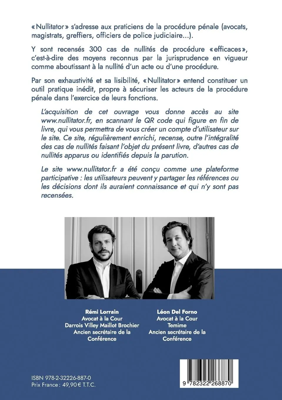 Rückseite: 9782322268870 | Nullitator | 300 nullités efficaces en procédure pénale | Taschenbuch