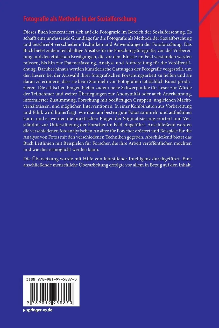 Rückseite: 9789819958870 | Fotografie als Methode in der Sozialforschung | Sten Langmann (u. a.)