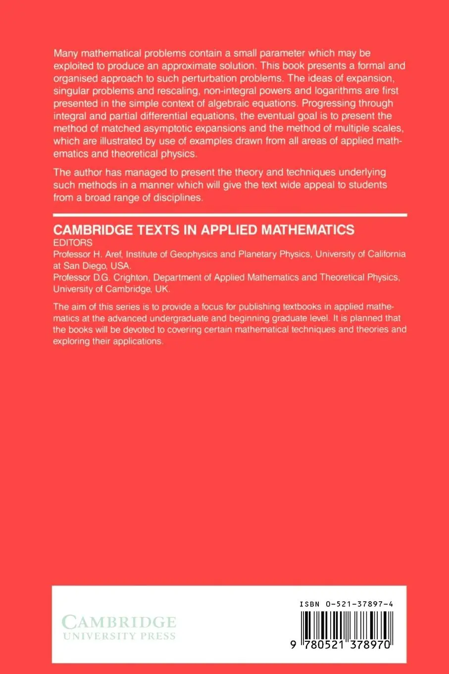 Rückseite: 9780521378970 | Perturbation Methods | E. J. Hinch | Taschenbuch | Englisch | 2002