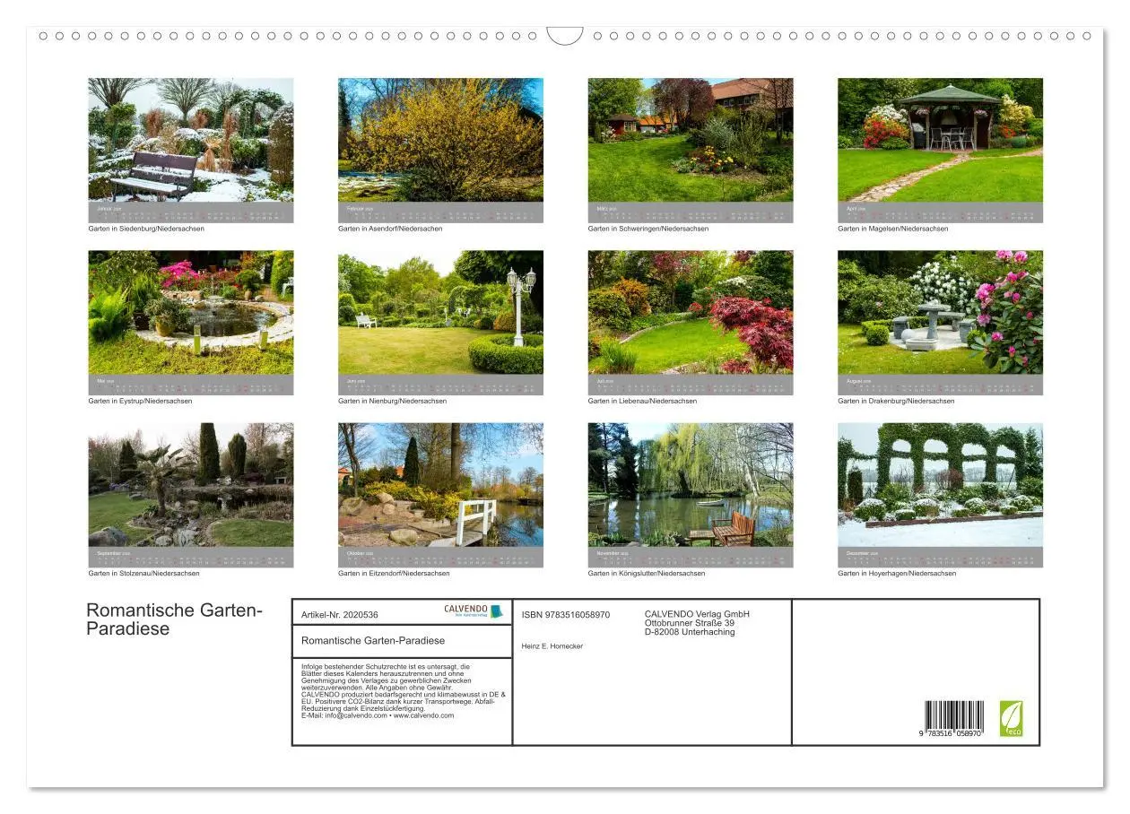 Bild: 9783516058970 | Romantische Garten-Paradiese (Wandkalender 2026 DIN A2 quer),...
