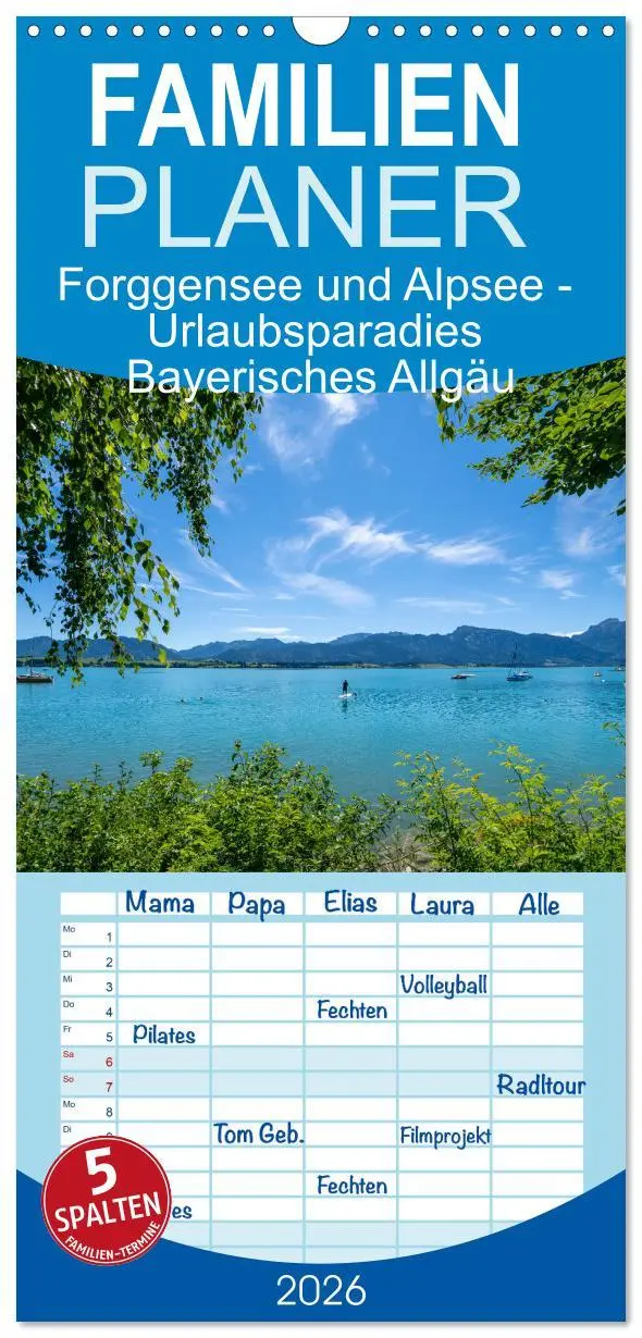 Cover: 9783516508970 | Familienplaner 2026 - Forggensee und Alpsee - Urlaubsparadies...