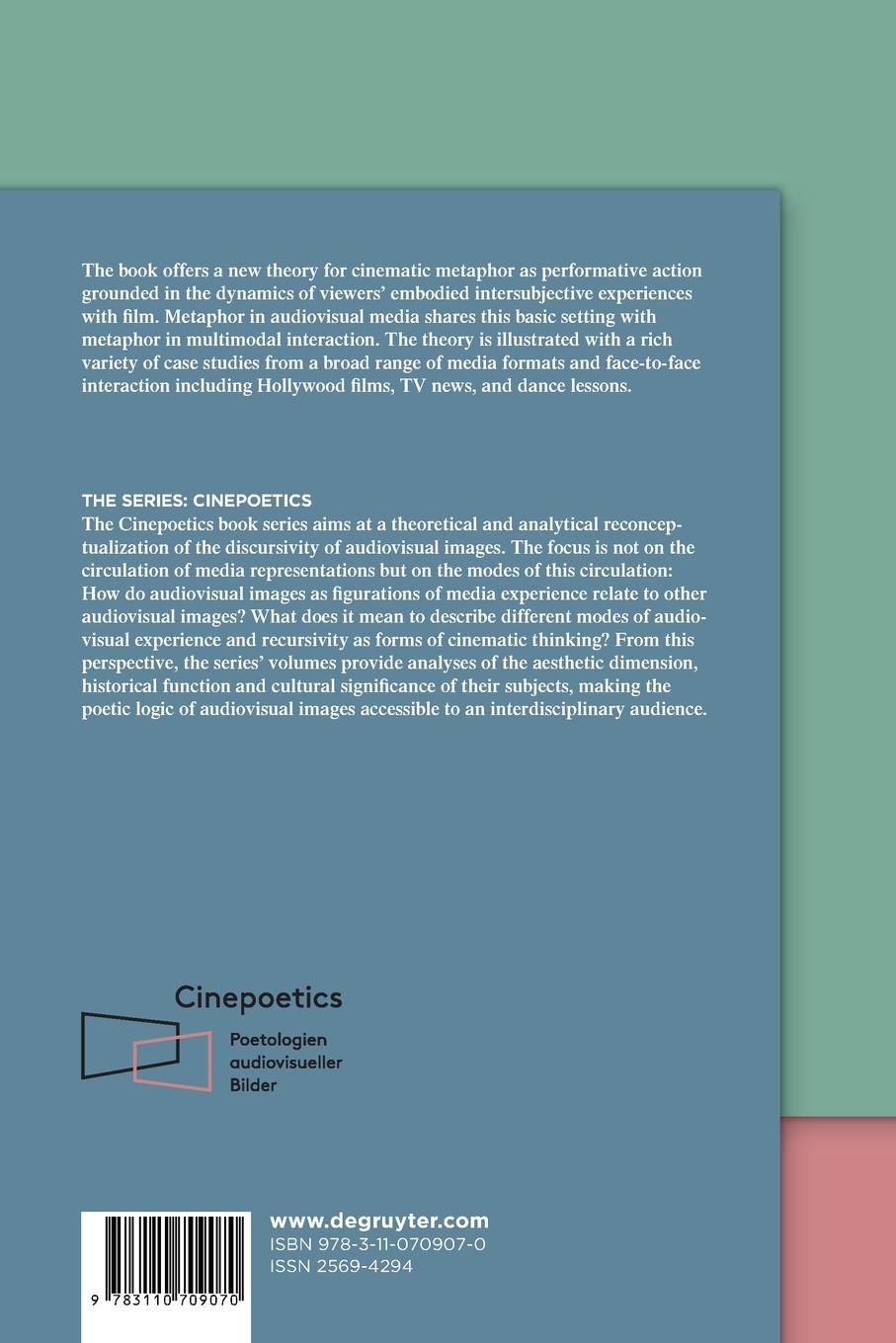 Rückseite: 9783110709070 | Cinematic Metaphor | Experience ¿ Affectivity ¿ Temporality | Buch