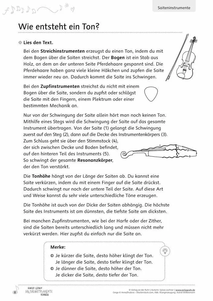 Bild: 9783834669070 | Kinder lernen Musikinstrumente kennen - Klasse 3/4 | Sylvia Lochner