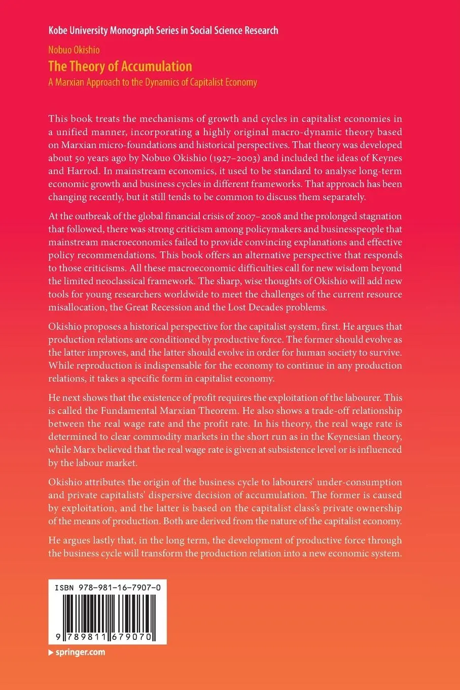 Rückseite: 9789811679070 | The Theory of Accumulation | Nobuo Okishio | Taschenbuch | xix | 2023