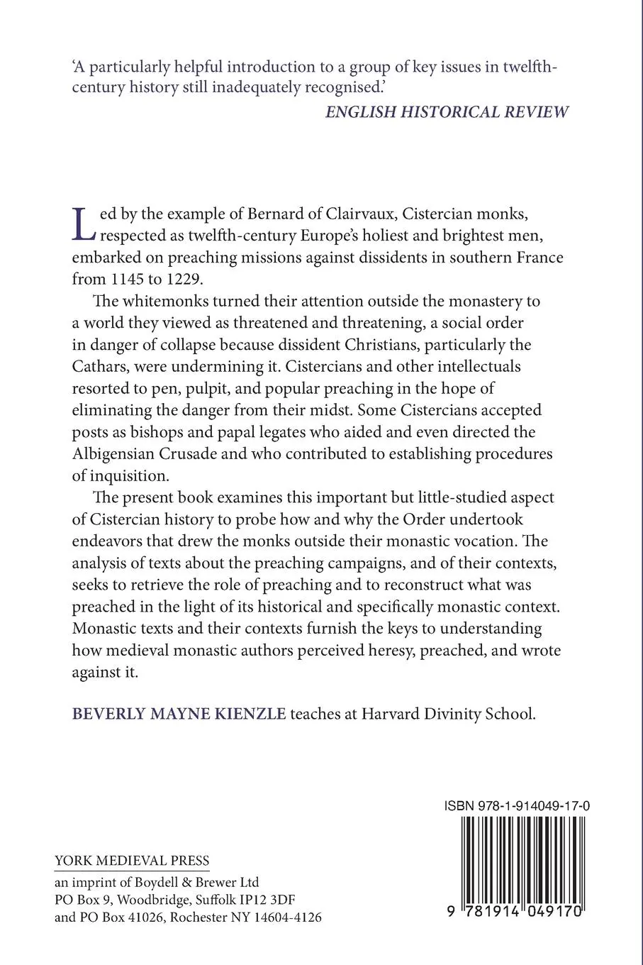 Rückseite: 9781914049170 | Cistercians, Heresy and Crusade in Occitania, 1145-1229 | Kienzle