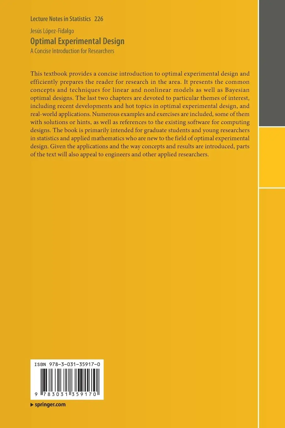 Rückseite: 9783031359170 | Optimal Experimental Design | A Concise Introduction for Researchers