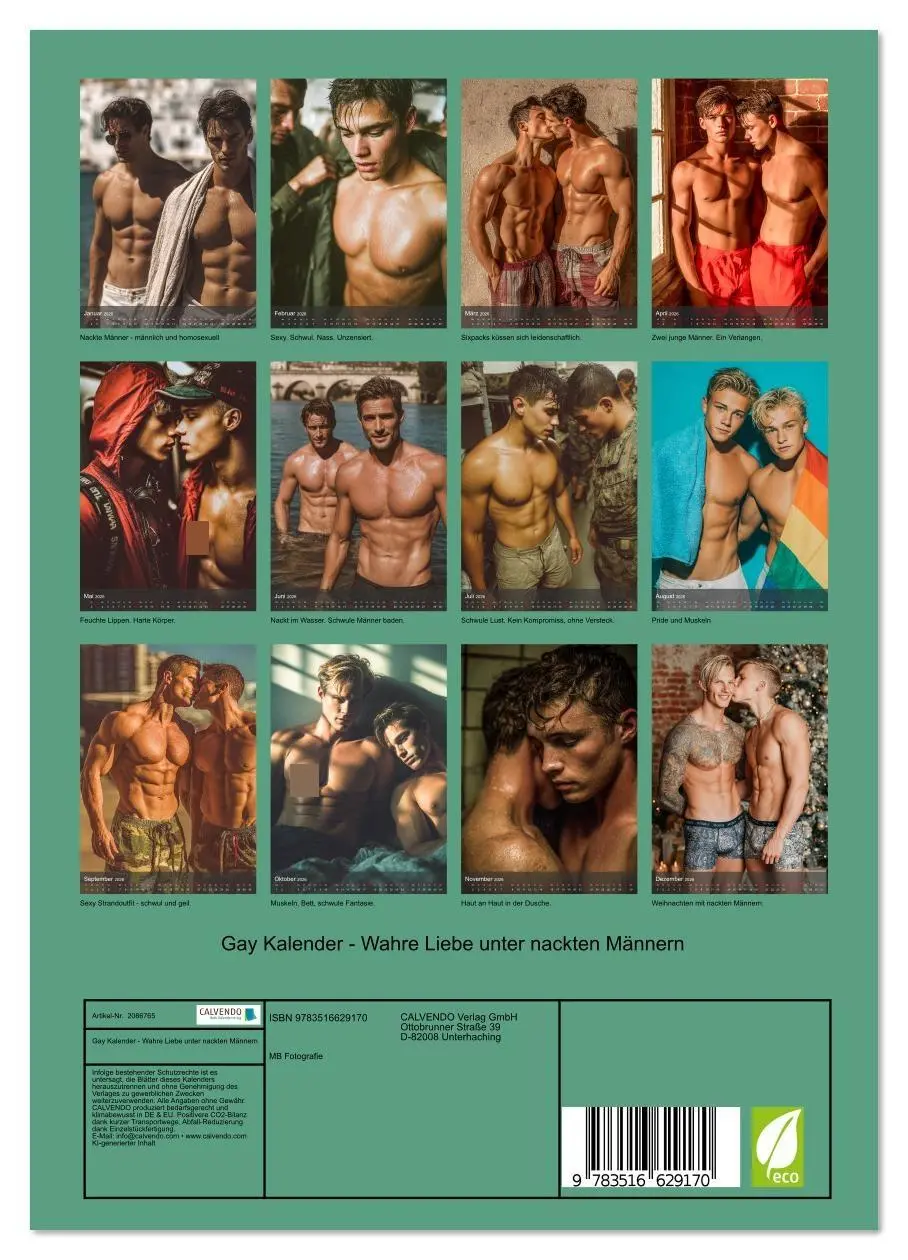 Bild: 9783516629170 | Gay Kalender - Wahre Liebe unter nackten Männern (Wandkalender 2026...