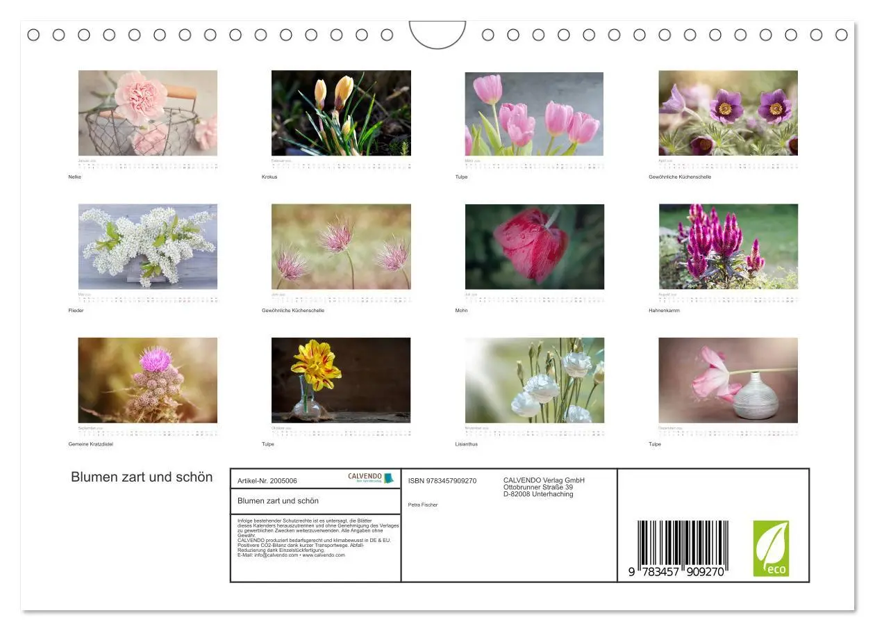 Bild: 9783457909270 | Blumen zart und schön (Wandkalender 2026 DIN A4 quer), CALVENDO...