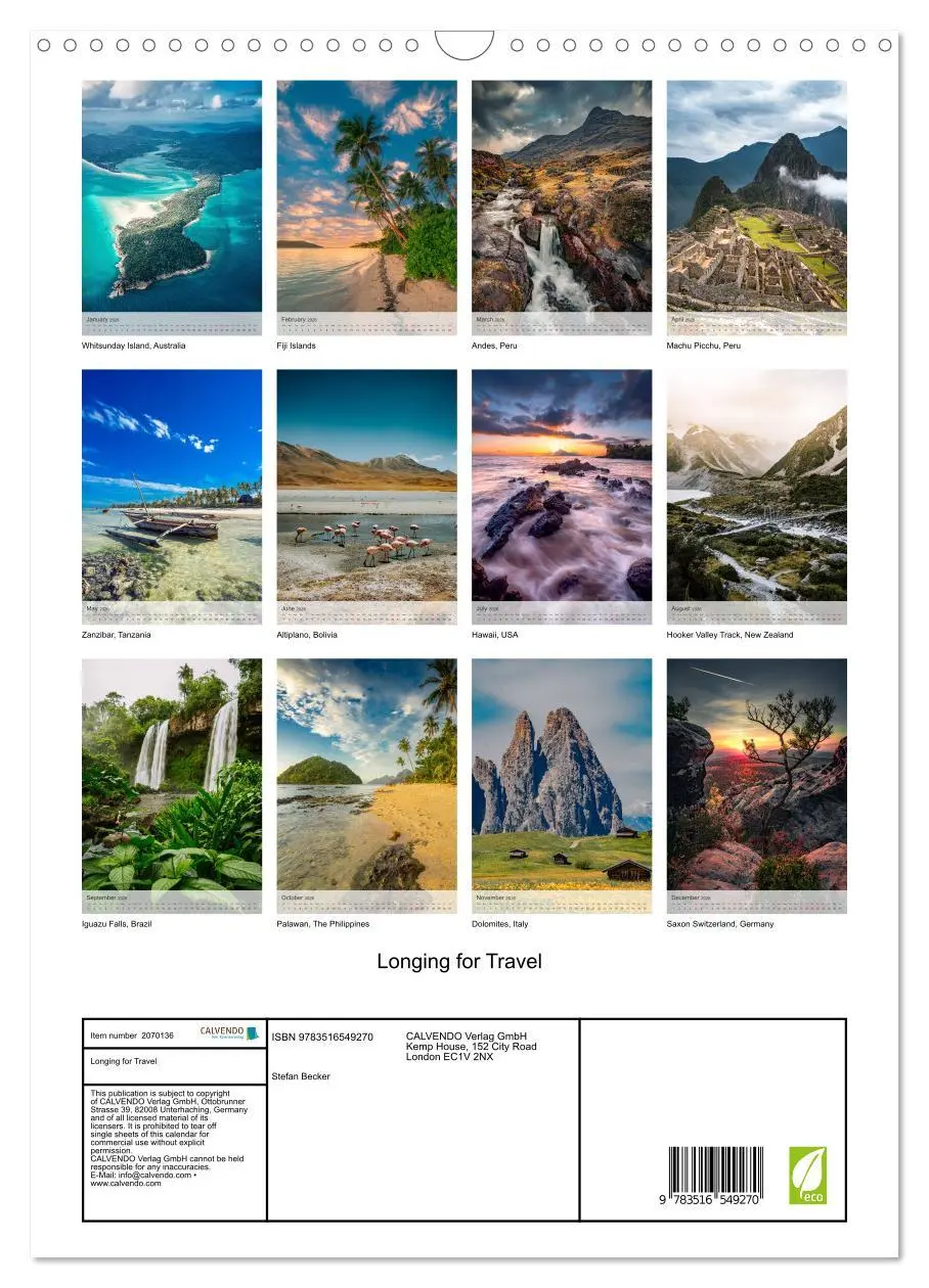 Bild: 9783516549270 | Longing for Travel (Wall Calendar 2026 DIN A3 portrait), CALVENDO...