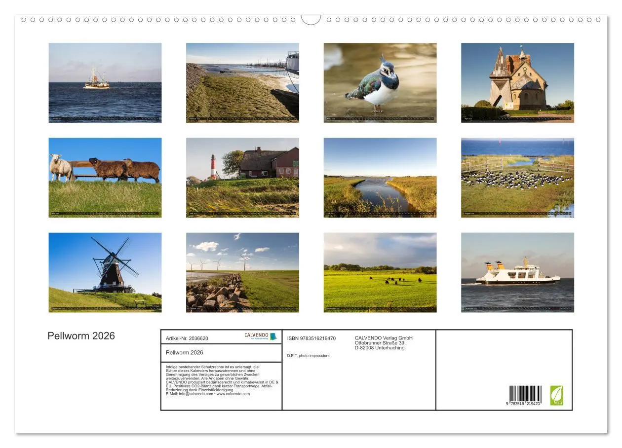 Bild: 9783516219470 | Pellworm 2026 (Wandkalender 2026 DIN A2 quer), CALVENDO Monatskalender