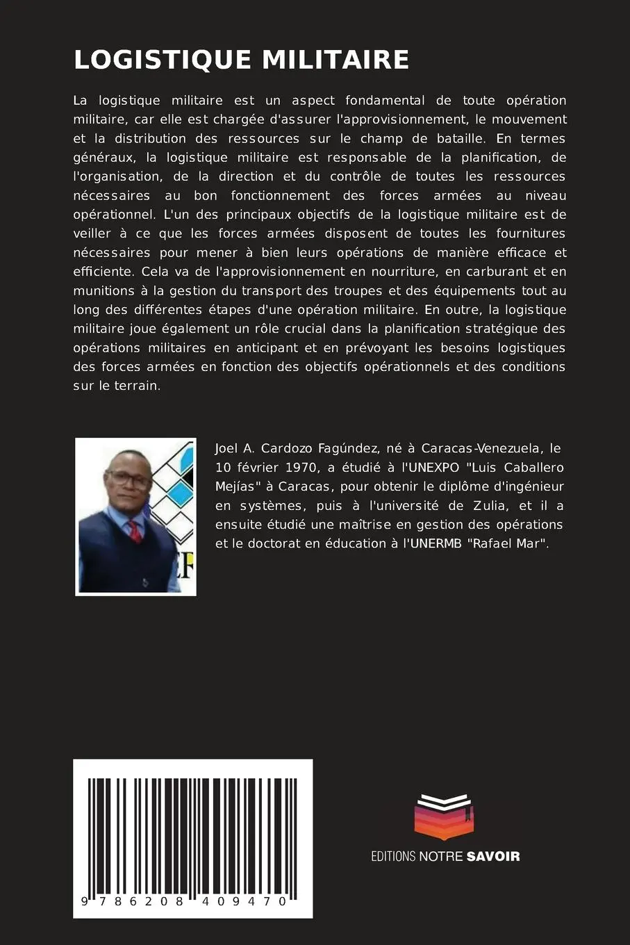 Rückseite: 9786208409470 | LOGISTIQUE MILITAIRE | Joel Alexander Cardozo Fagúndez (u. a.) | Buch