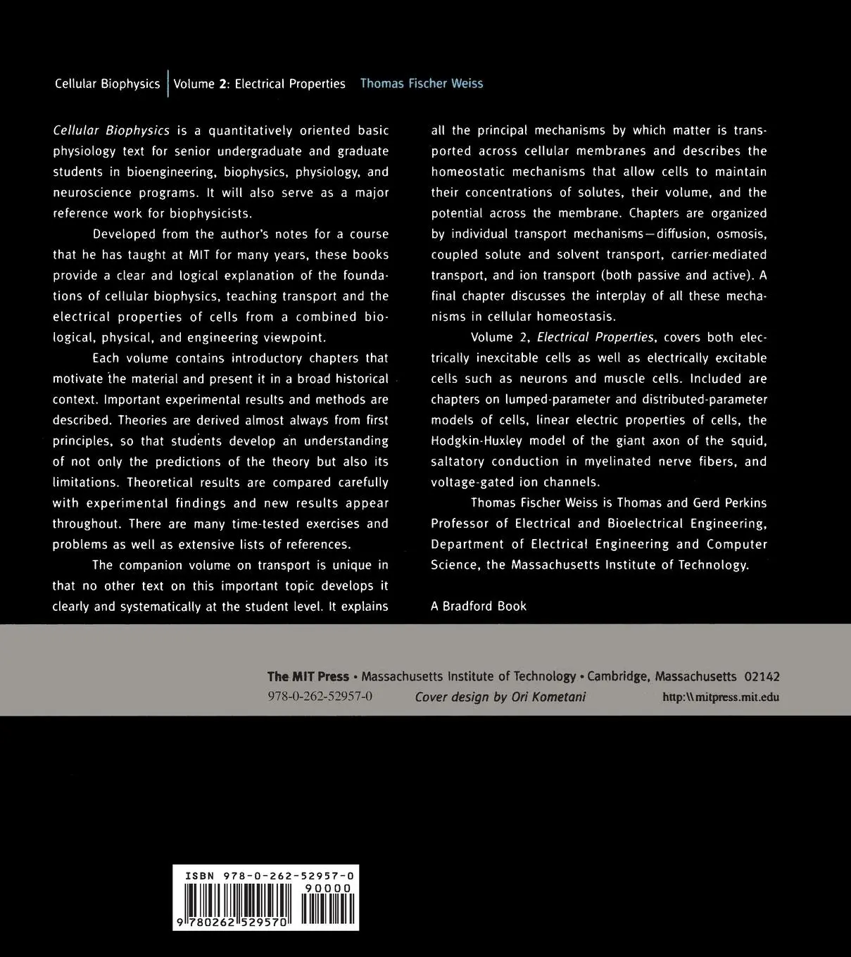 Rückseite: 9780262529570 | Cellular Biophysics, Volume 2 | Electrical Properties | Weiss | Buch