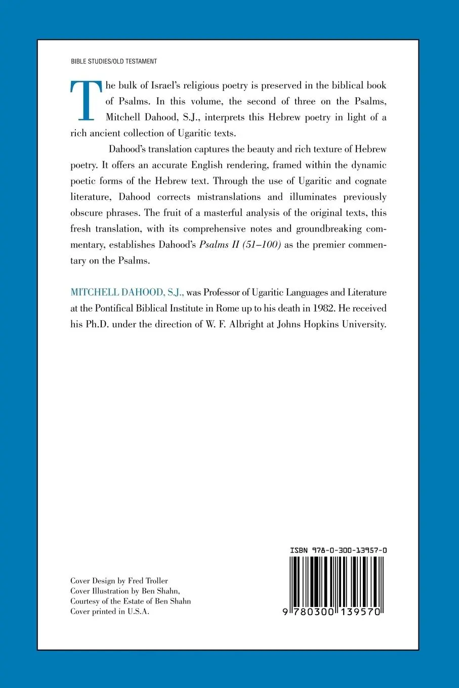 Rückseite: 9780300139570 | Psalms II 51-100 | Mitchell Dahood | Taschenbuch | Englisch | 2007