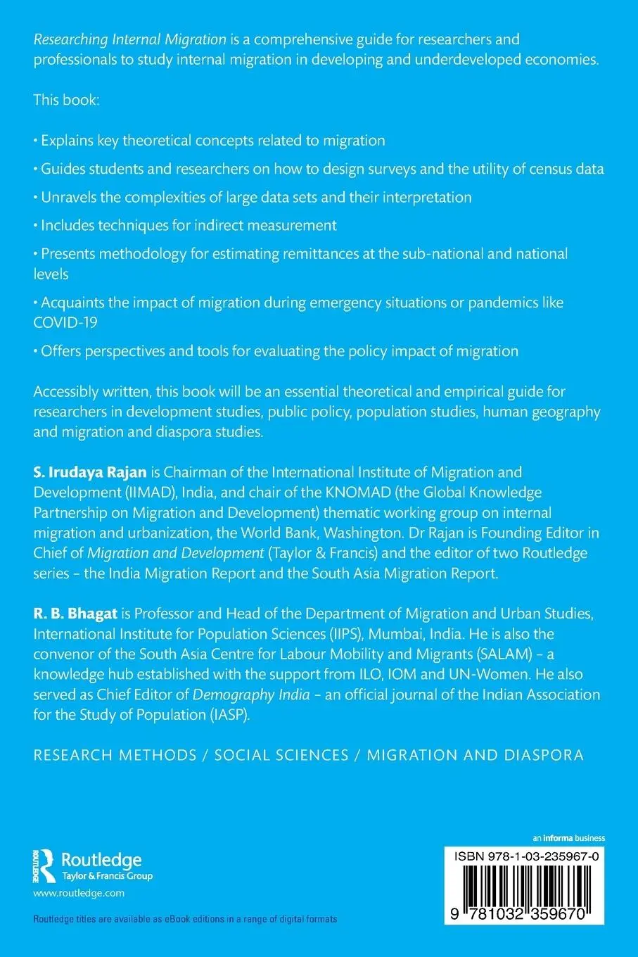 Rückseite: 9781032359670 | Researching Internal Migration | S. Irudaya Rajan (u. a.) | Buch