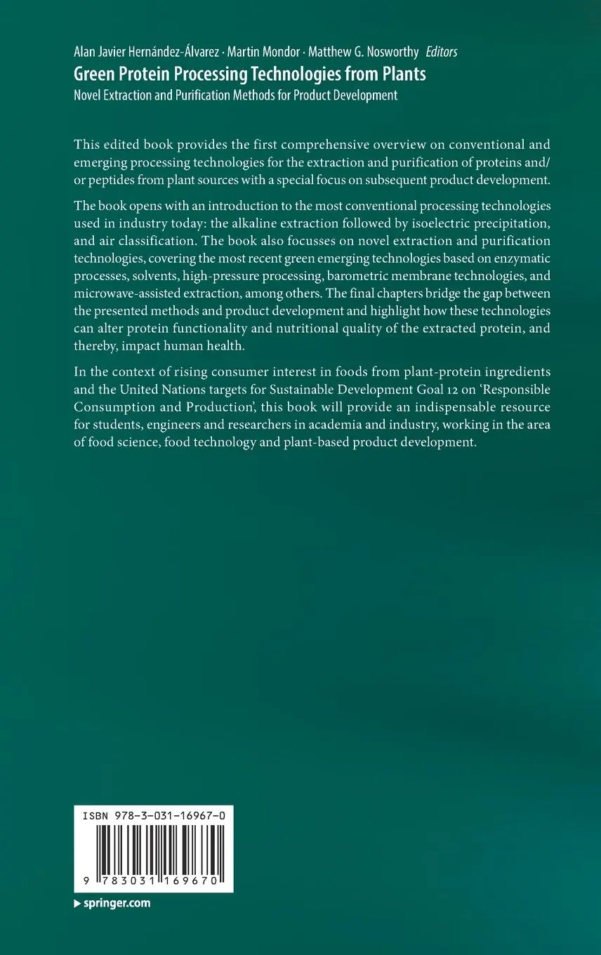 Rückseite: 9783031169670 | Green Protein Processing Technologies from Plants | Buch | xv | 2023