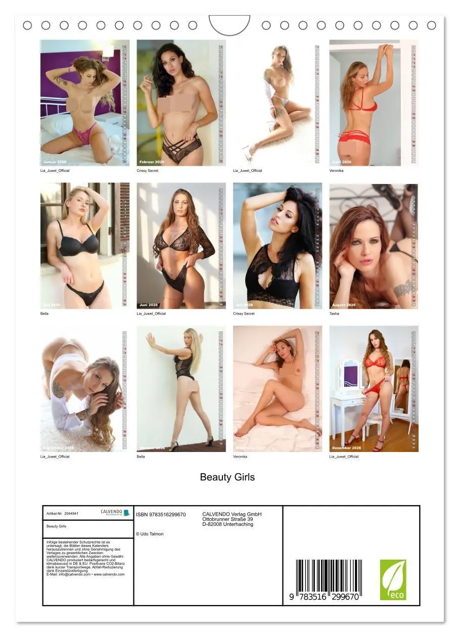 Bild: 9783516299670 | Beauty Girls (Wandkalender 2026 DIN A4 hoch), CALVENDO Monatskalender