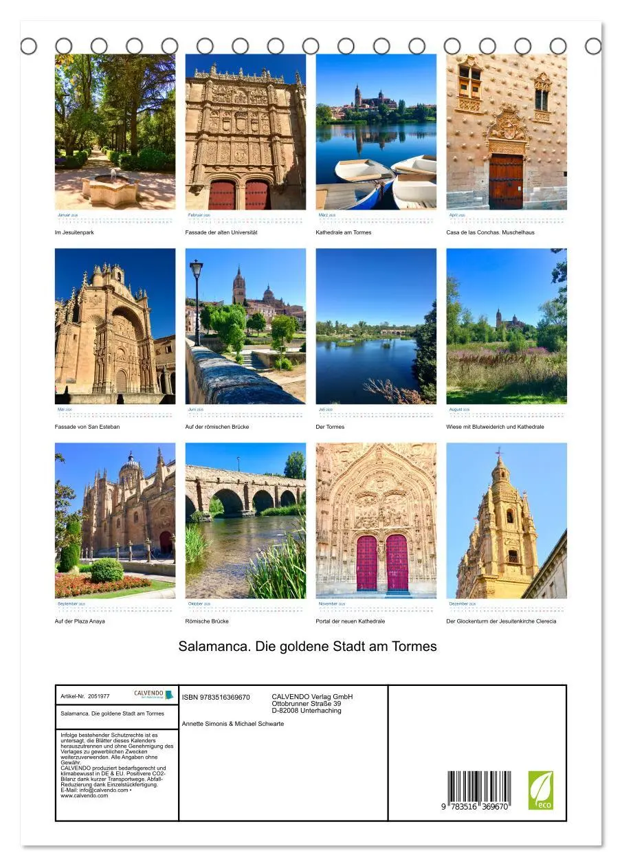 Bild: 9783516369670 | Salamanca. Die goldene Stadt am Tormes (Tischkalender 2026 DIN A5...