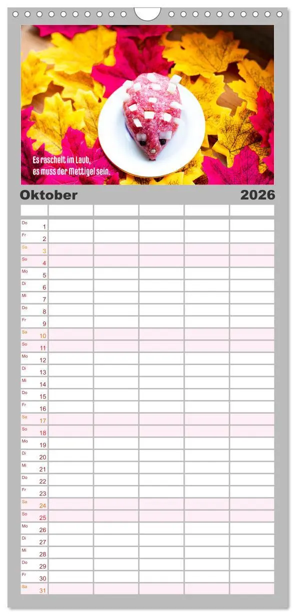 Bild: 9783516509670 | Familienplaner 2026 - Mettkalender - Mettigel Edition mit 5 Spalten...
