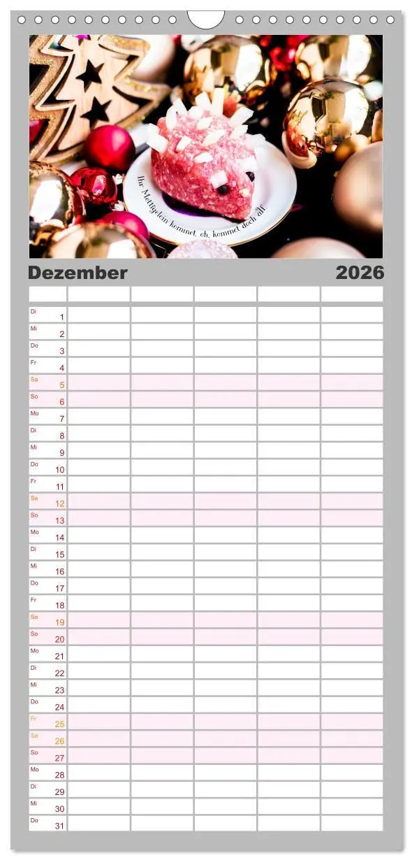 Bild: 9783516509670 | Familienplaner 2026 - Mettkalender - Mettigel Edition mit 5 Spalten...