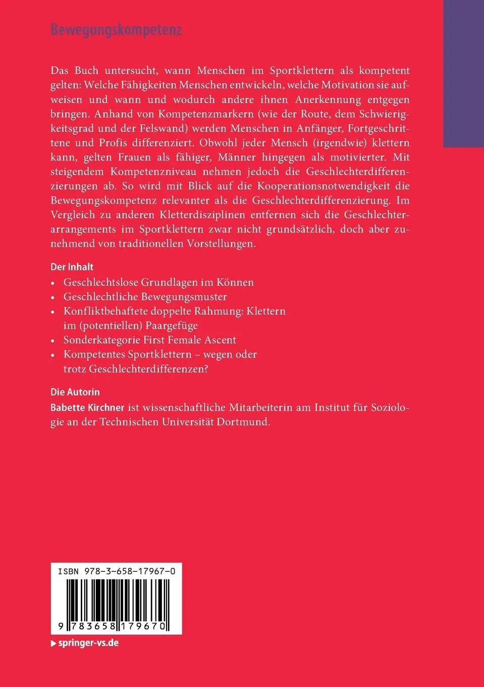 Rückseite: 9783658179670 | Bewegungskompetenz | Babette Kirchner | Taschenbuch | xi | Deutsch