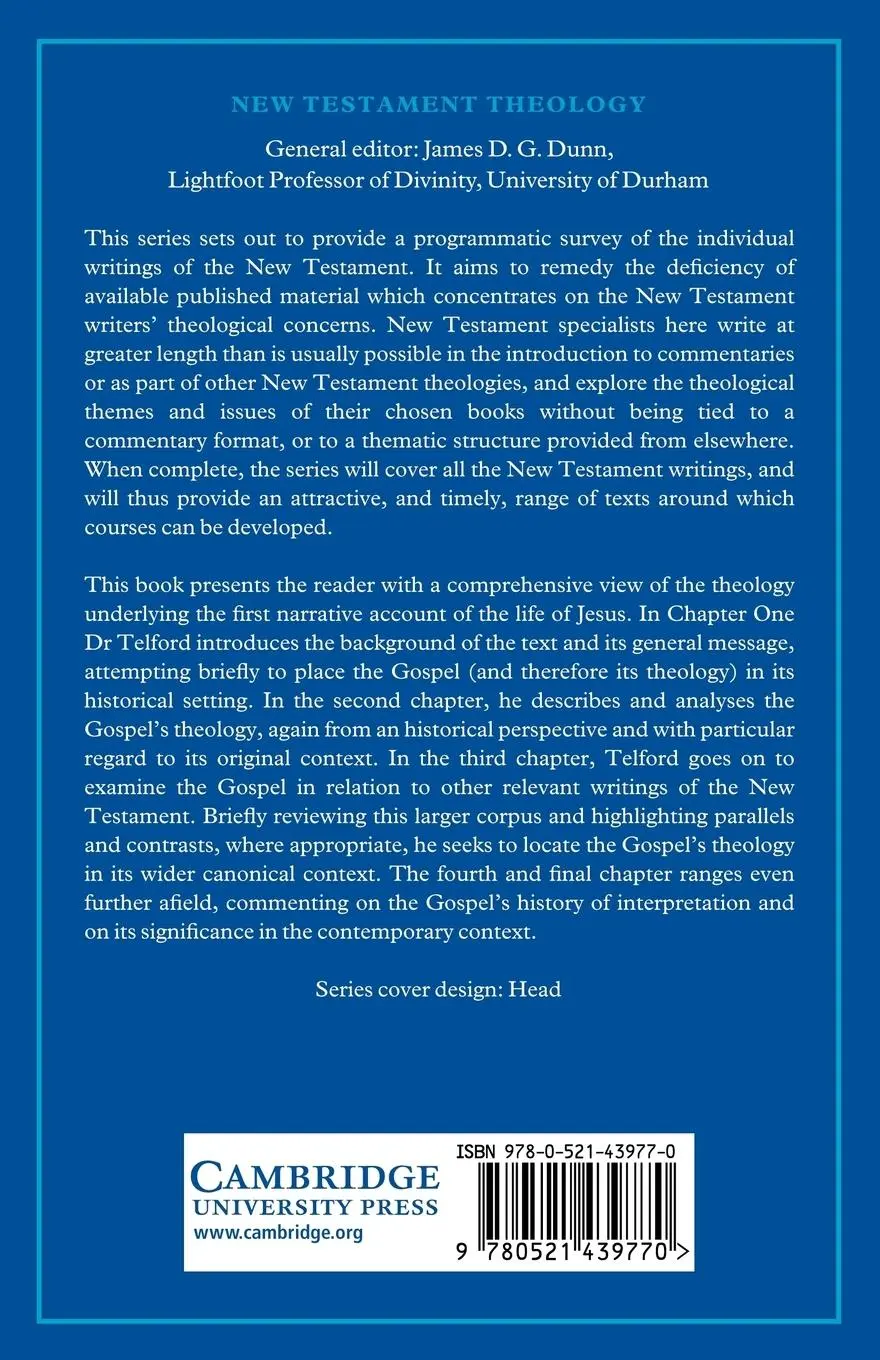 Rückseite: 9780521439770 | The Theology of the Gospel of Mark | W. R. Telford (u. a.) | Buch
