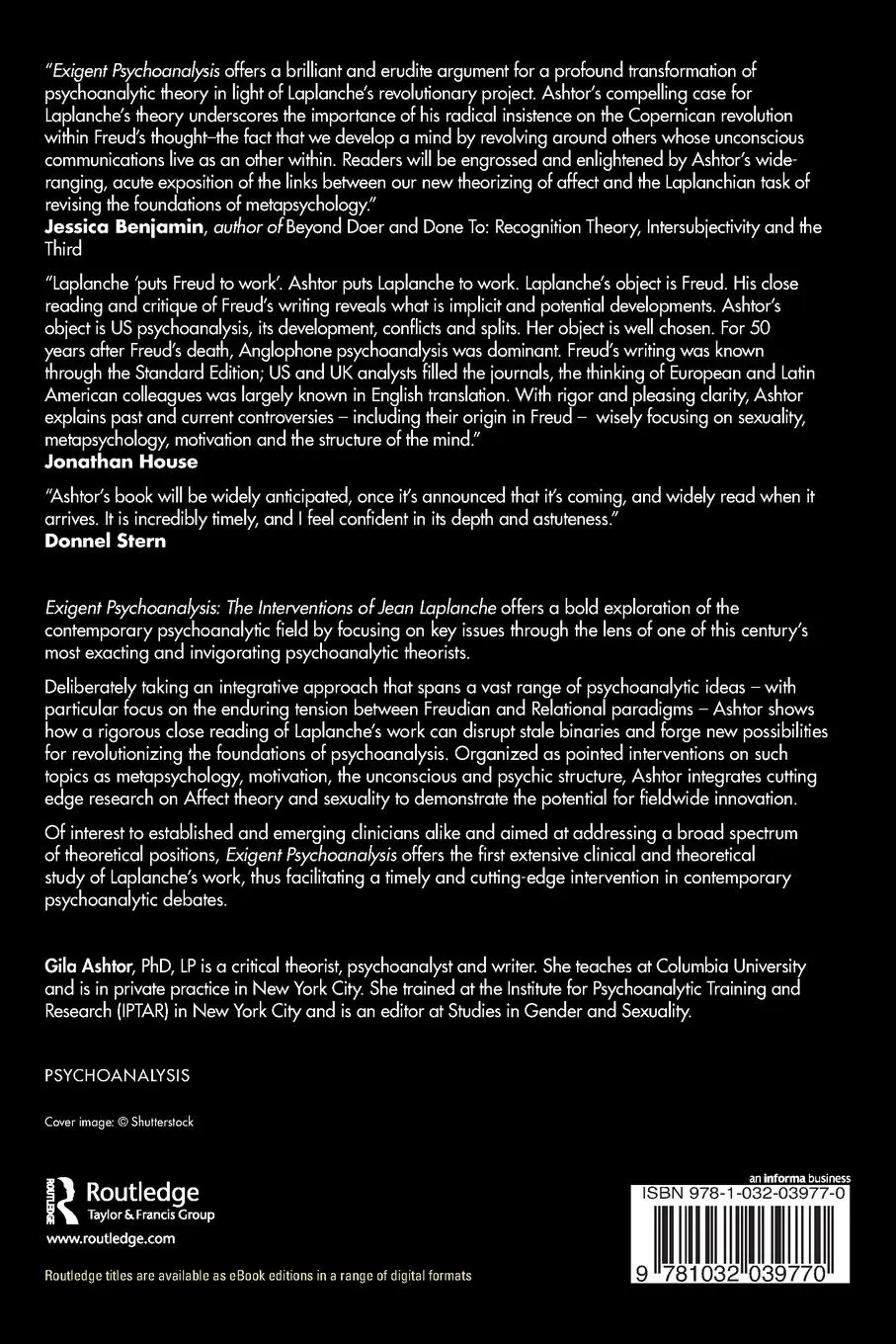 Rückseite: 9781032039770 | Exigent Psychoanalysis | The Interventions of Jean Laplanche | Ashtor