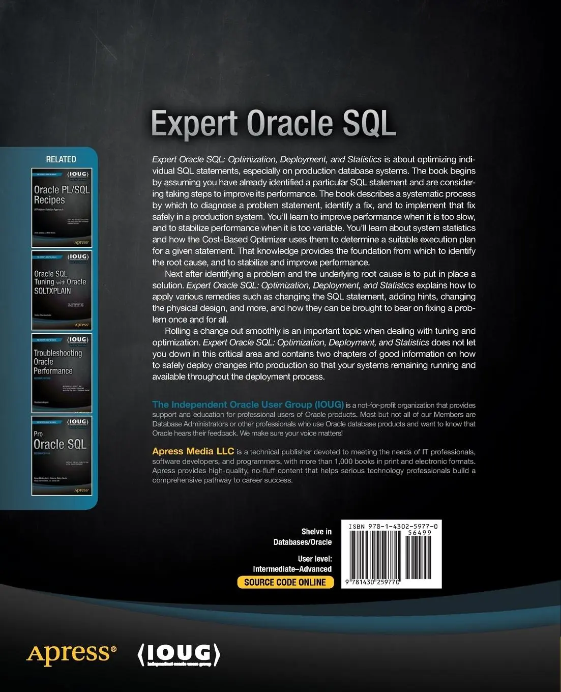 Rückseite: 9781430259770 | Expert Oracle SQL | Optimization, Deployment, and Statistics | Hasler