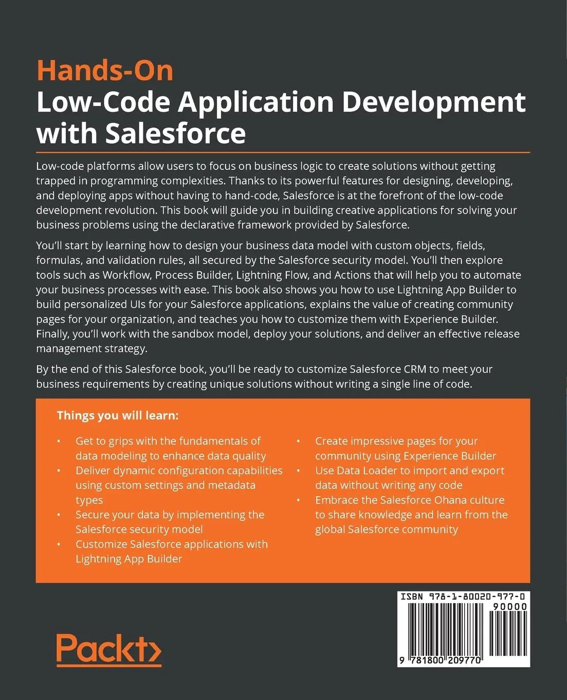 Rückseite: 9781800209770 | Hands-On Low-Code Application Development with Salesforce | Murru