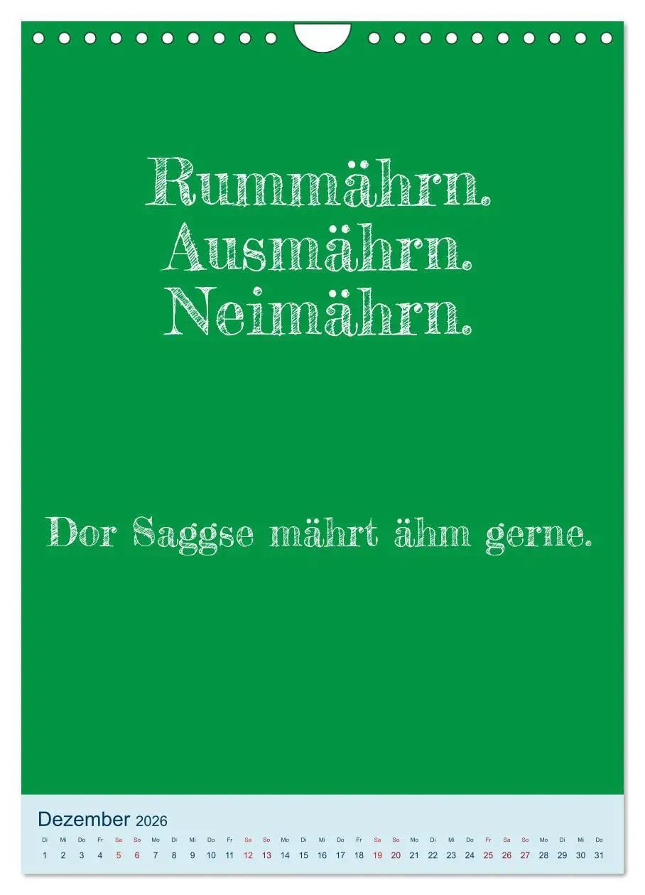 Bild: 9783516359770 | Humorvoller Mundartkalender Sachsen (Wandkalender 2026 DIN A4...
