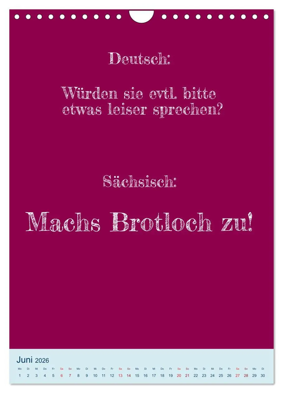 Bild: 9783516359770 | Humorvoller Mundartkalender Sachsen (Wandkalender 2026 DIN A4...