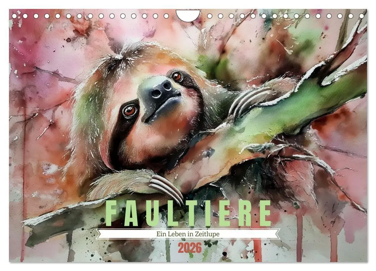 Cover: 9783516739770 | Faultiere, ein Leben in Zeitlupe (Wandkalender 2026 DIN A4 quer),...
